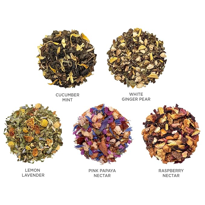 Tea Forte Mariposa Premium Tea Petite Presentation Box Tea Gift Sampler, 10 Count, 1 of Each Variety Individually Wrapped Handcrafted Pyramid Infuser Bags