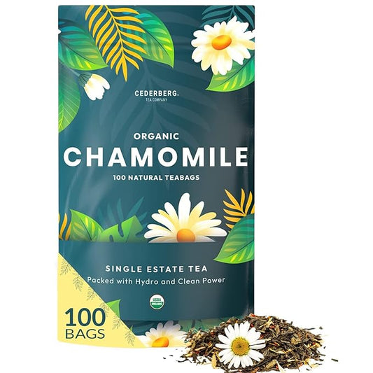 Organic Chamomile Tea — 100 Tea Bags | Organic Herbal Tea From Single Origin | Eco-Friendly Tea Bags | Non-GMO Caffeine Free Tea With Zero Sugar | Cederberg Tea Company