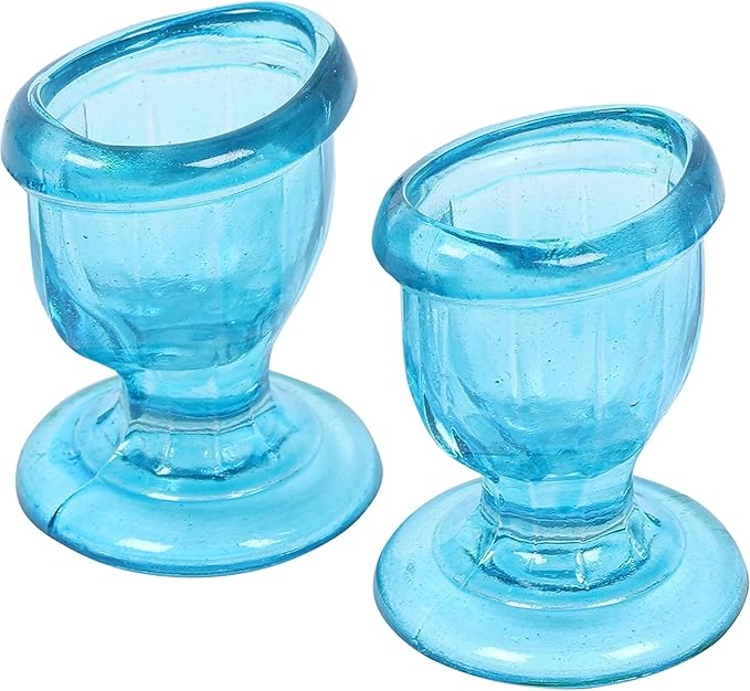 Glass Eye Wash Cup with Ergonomic Design for Snug Fit & Effective Cleansing – Smooth Edge for Comfort Soothing Relief from Irritants, Makeup, Dust, and Dry Eyes (Sky Blue)