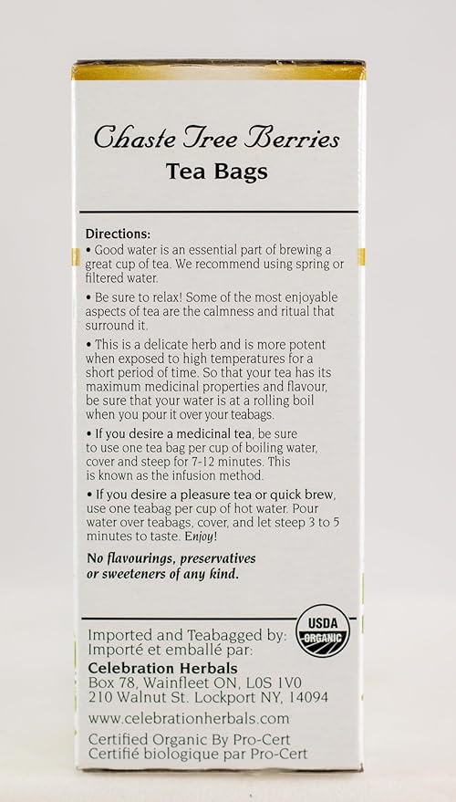 Celebration Herbals Organic Chaste Tree Berries Tea, 24 Bags