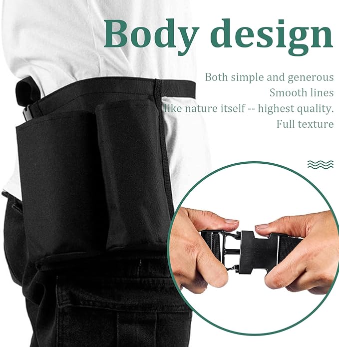 Pacify Massage Holster 2 Pocket, Adjustable Massage Lotion Oil Holster Bottle Bag for Therapist