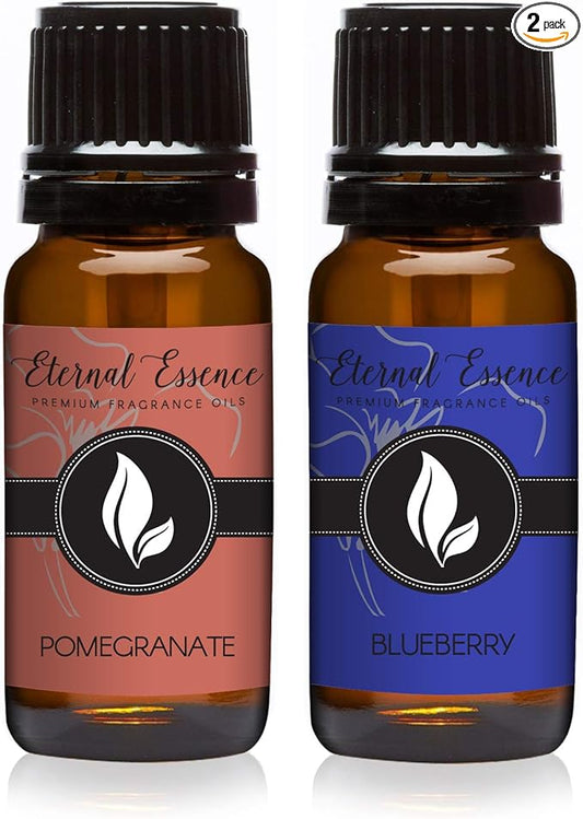 Eternal Essence Oils 2 Pack 10ml Premium Fragrance Oil - Pomegranate & Blueberry - for Candle, Soap Making, Aromatherapy, Diffusers, Home Care, & Humidifiers