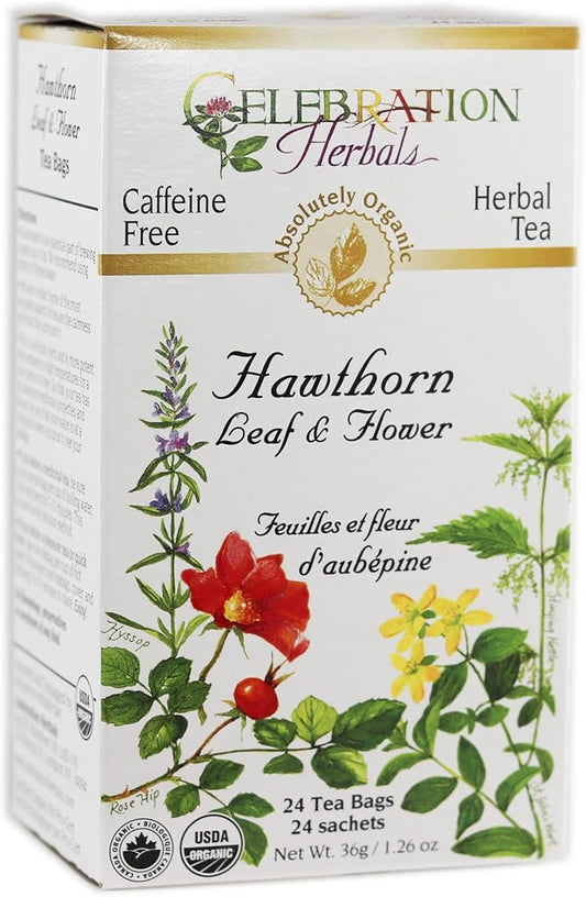 CELEBRATION HERBALS Hawthorn Leaf & Flower Organic 24 Bag, 0.02 Pound
