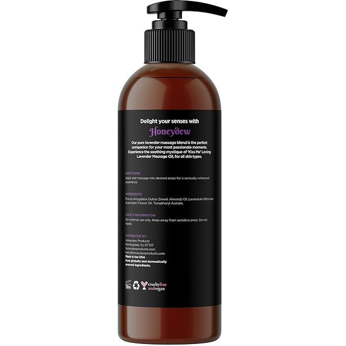Tempting Lavender Massage Oil for Couples - Aromatherapy Sensual Massage Oil for Date Night with Lavender Essential Oil and Sweet Almond Oil - Vegan Non Staining Non Greasy Smooth Gliding Formula