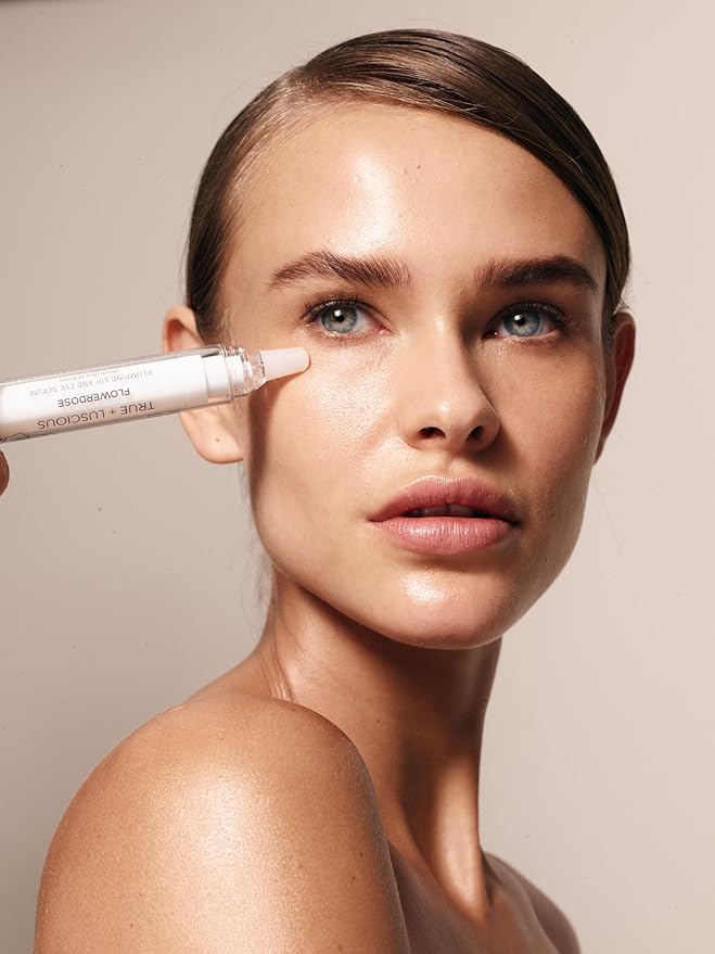 True + Luscious Flowerdose Lip & Eye Serum - Plumping & Hydrating Treatment with Hyaluronic Acid & Orchid Stem Cells - Clean Beauty Anti-Aging Formula for Dark Circles & Fine Lines - 0.5 oz