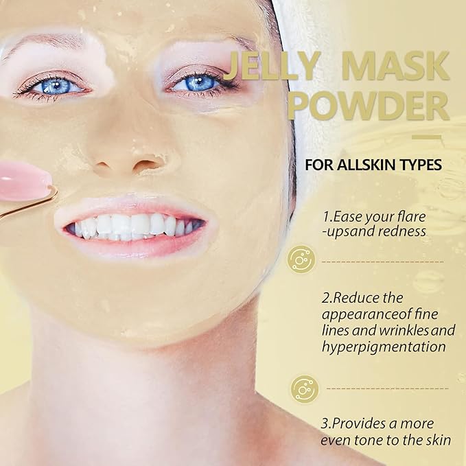 Jelly Mask for Facials, Hydrating & Moisturizing Peel-Off Rubber Gel Face Mask, Skin Care for Deep Hydration & Glow, 23 Fl Oz Jar, Professional Spa Use for All Skin Types with VC essence