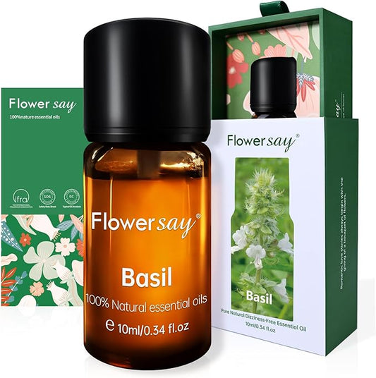 Basil Essential Oil 0.34Oz - 100% Pure Natural MAX Undiluted Premium Therapeutic Grade Essential Oils for Diffuser/Skin Care/Massage/Hair/Toenails