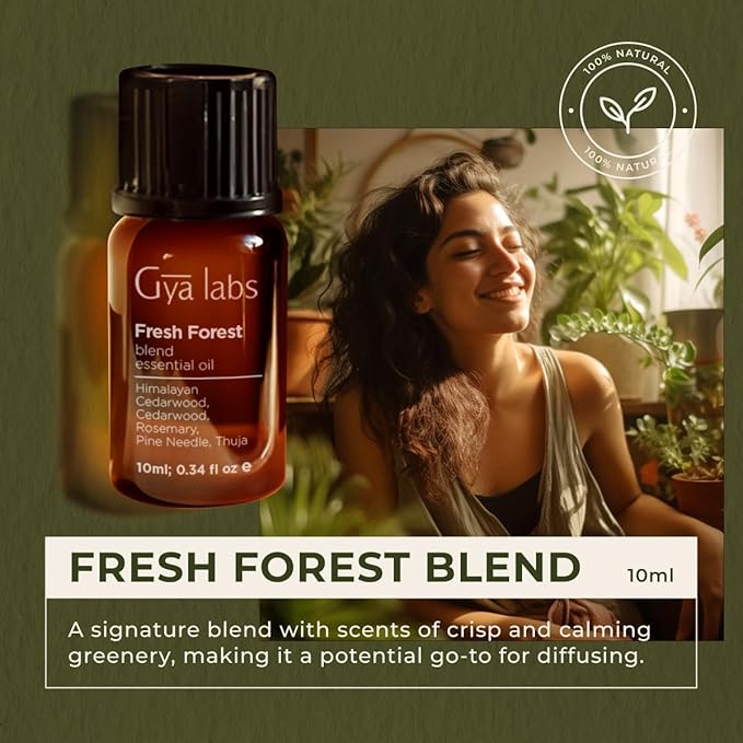 Gya Labs Fresh Forest Essential Oil Blend for Diffuser - Fresh Forest Oil for Aromatherapy, Candle & DIY - 100% Pure Natural Ingredients of Rosemary, Pine Needle, Cedarwood & Thuja(0.34 Fl Oz)