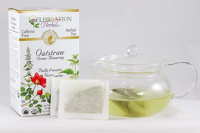 CELEBRATION HERBALS Organic Oatstraw Green Flowering Tea, 24 CT