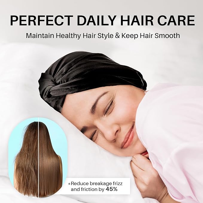 Jade Gua Sha and Face Roller & Silk-Bonnet for Sleeping Women