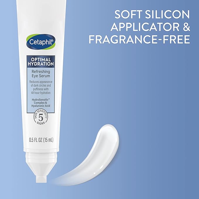 CETAPHIL Deep Hydration Refreshing Eye Serum, 0.5 fl oz, 48Hr Hydrating Under Eye Cream to Reduce the Appearance of Dark Circles, With Hyaluronic Acid, Vitamin E & B5 (Packaging May Vary)