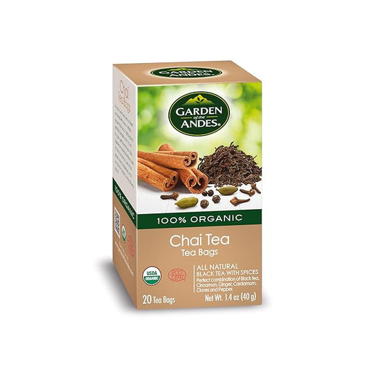 Garden Of The Andes Chai Tea -20 Individually Wrapped Tea Bags - Caffeinated