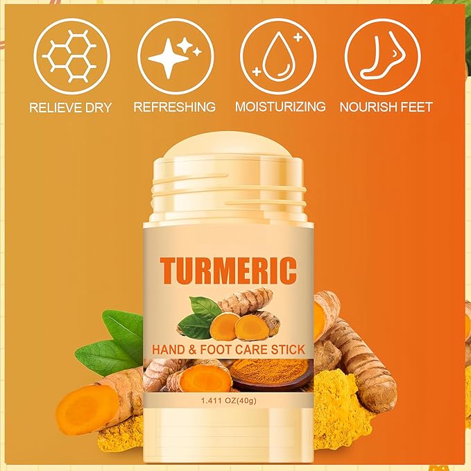Turmeric & 60% Urea Foot Cream Set, Hydrating & Softening Hand and Foot Cream Balm Stick, Hand and Foot Cracked Heel Stick Moisturizer, Urea Cream 60 Percent for Feet Maximum Strength, 1.41 Oz Each