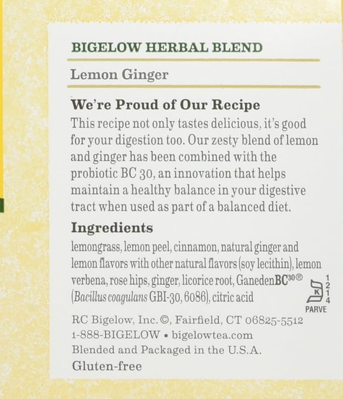 Bigelow Herbal Lemon Ginger Tea, 1.39 Ounce (Pack of 6)