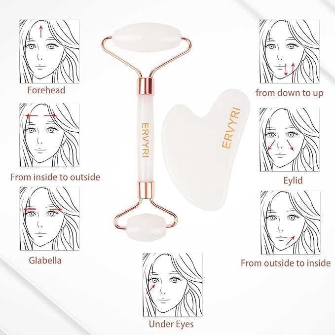 Gua Sha Facial Tool -Designed to Reduce Puffiness and Improve Wrinkles,for Eye, Neck - Natural Beauty Skin Care Tools-Green