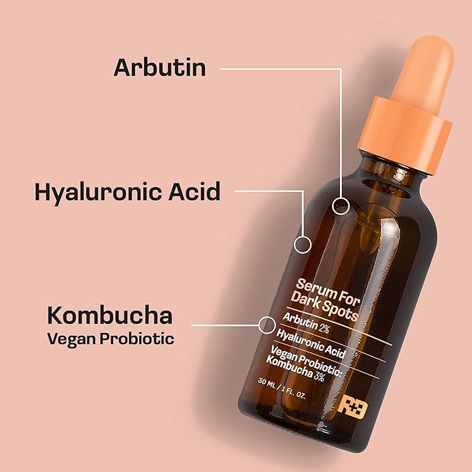 Skin Serum for Dark Spots with Arbutin, Hyaluronic Acid & Vegan Probiotic Kombucha 1 oz. - Arbutin Serum and Hyaluronic Acid Serum for Face