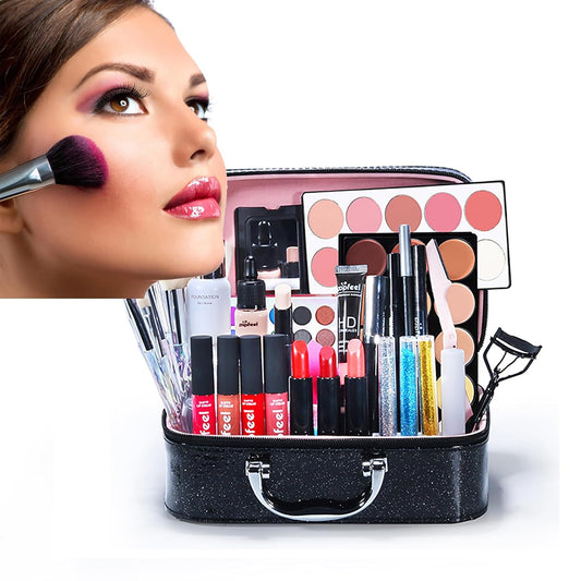 Professional All In One Makeup set, Cosmetic, Makeup kits for teenagers 14-16, Makeup kit for women full kit, Include Eyeshadow Palette Lipstick Eyebrow Pencil Brush(34pcs)