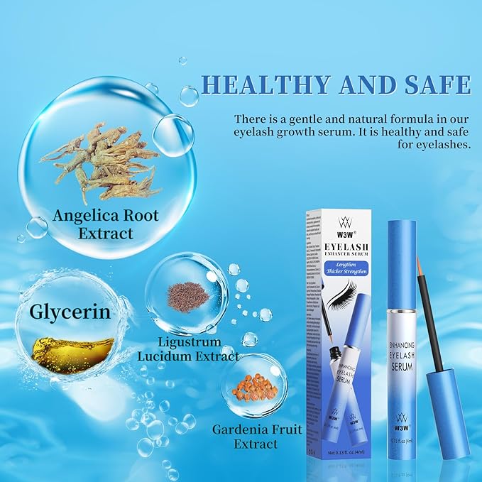 QIC Lash Serum - 4ml Eyelash Enhancing Serum, W3W Eyelash Serum for Eyelash Thicker, Stronger, Longer Suitable for Lashes & Brows