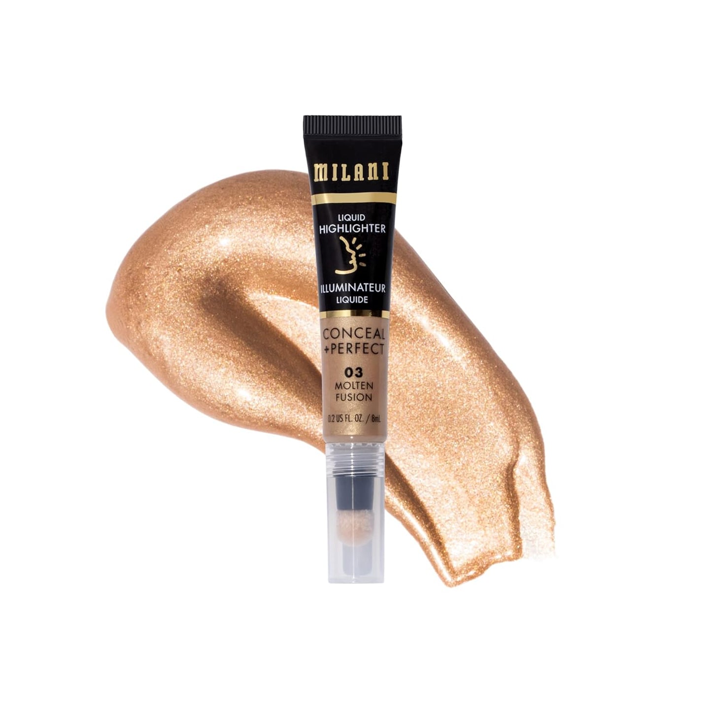 Milani Conceal + Perfect Liquid Highlighter for Added Glow, Face Lift Collection - Molten