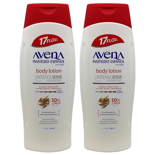 Instituto Español Avena Intense Repair Protection, Body Lotion for Sensitive Skin, Soothes the Skin, Intense Emollient, Soft and Glowing Skin, Dry Skin, 17 Fl Oz each, 2- Pack, Bottles