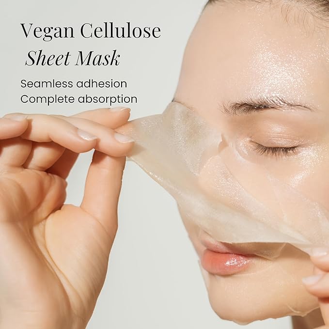 BEIGIC Luminous Hydrating Sheet Mask - Vegan Moisturizing Firming Face Mask Pack with Peptides, Vitamin C & Niacinamide for Dewy Glass Skin (4ea, 0.84 fl oz)