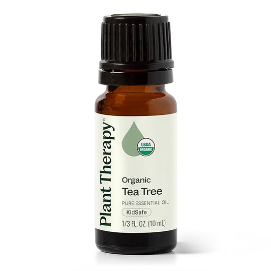 Plant Therapy Organic Tea Tree Oil (Melaleuca) 100% Pure, USDA Certified Organic, Undiluted, Natural Aromatherapy for Skin, Hair, and Toenails, Therapeutic Grade 10 mL (1/3 oz)