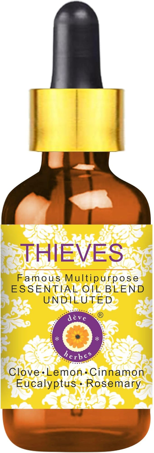 Deve Herbes Thieves Multipurpose Undiluted Essential Oil Blend with Glass Dropper 30ml (1 oz)