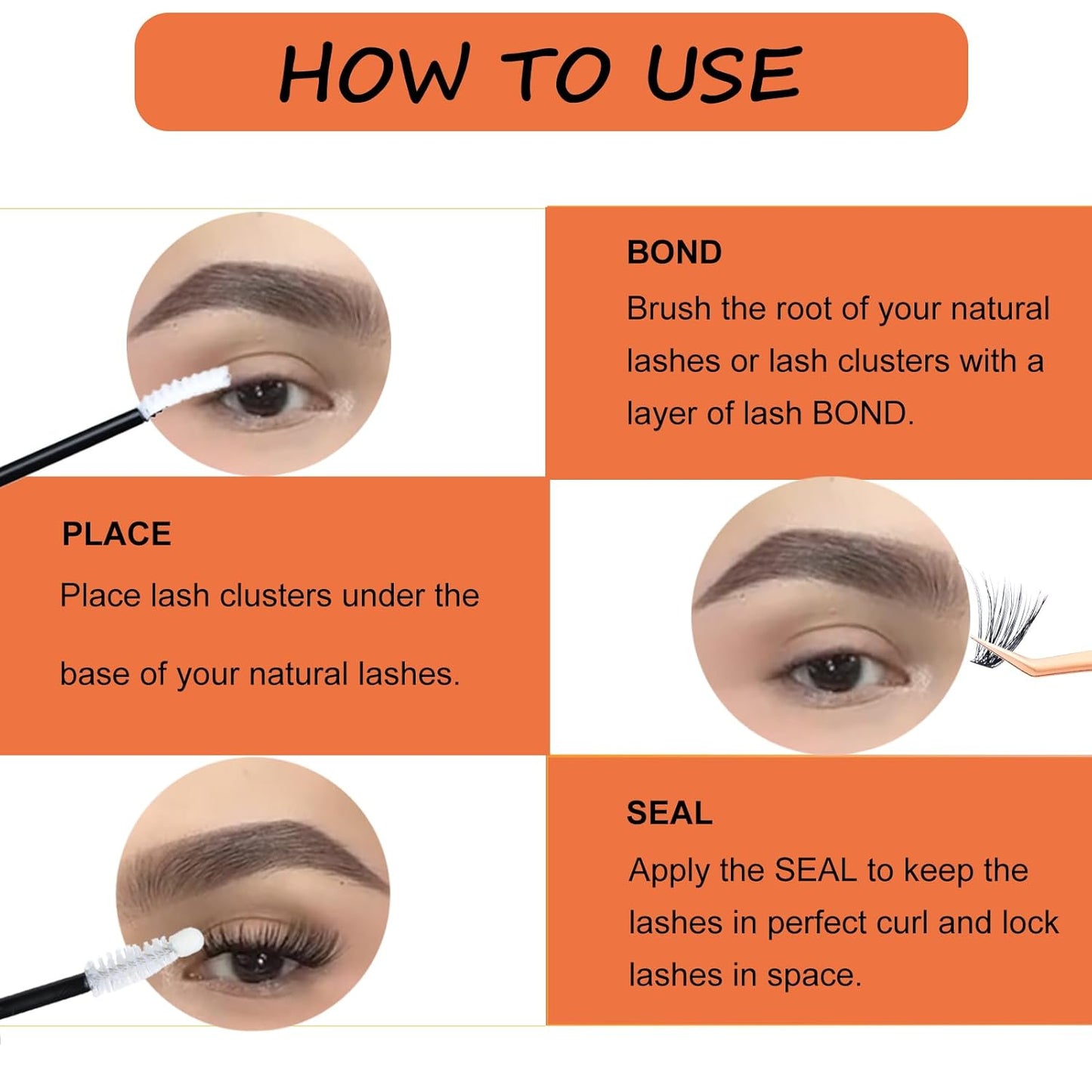 Lash Extension Kit Eyelash Clusters with Lash Bond and Seal Waterproof Lash Glue Remover Tweezers Brush Lash Clusters Kit Cluster Eyelash Extensions Kit (Set 20D-0.07D-Mix8-16)