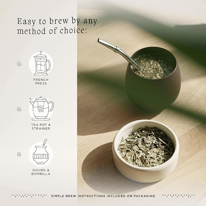 Katú Ka'a Premium Organic Loose-Leaf Raw Yerba Mate Tea, Air-Dried, Unroasted, Smooth Traditional Taste, Natural Energy, 17.6 oz (500g)