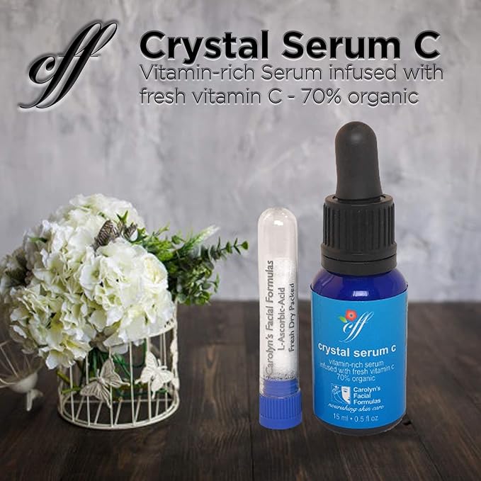 Carolyn's Facial Formulas Crystal Facial Serums C | Vitamin C Serum for Face | Skin Clearing Serum | Made in USA | Organic, Certified Vegan and Cruelty-Free. Unscented.(15 ml – 0.5 fl oz)