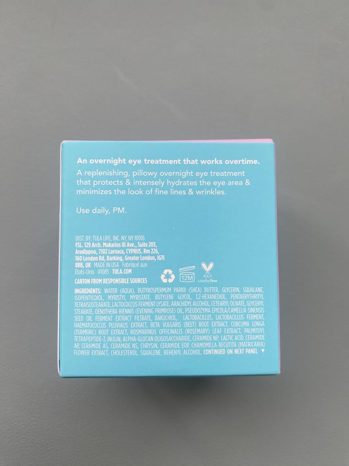 TULA Skin Care Eye Recharge + Replenish - Overnight Eye Treatment, Protects & Intensely Hydrates, Minimizes the look of Fine Lines & Wrinkles, 0.5 Fl. oz.