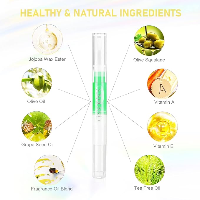 SAVILAND 6PCS Natural Cuticle Oil Pen with Castor Oil & Vitamin E Clear Builder Nail Gel