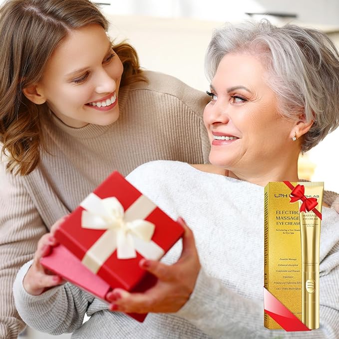 Eye Tightener Cream with Electric Massage Head, Smooths & Tightens the Look of Wrinkles Fine Lines Bags, Anti-Aging with Retinol Hyaluronic Acid, Tired Eye Refreshment with Gentle Vibration, 15ml