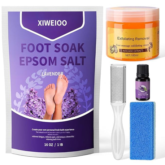 foot salt set Foot Soak with Epsom Salt - For Toenail Repair, Athletes Foot, Softens Calluses, Soothes Sore & Tired Feet…
