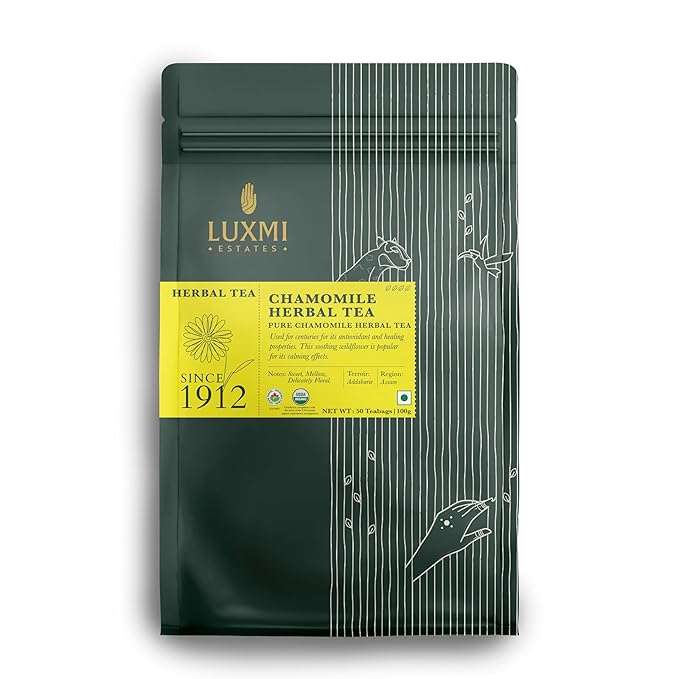 Luxmi Estates - Pure Chamomile Herbal - Organic Chamomile Tea - 50 Tea Bags | With Pure Chamomile | Single Ingredient | Perfect For a Good Night's Sleep