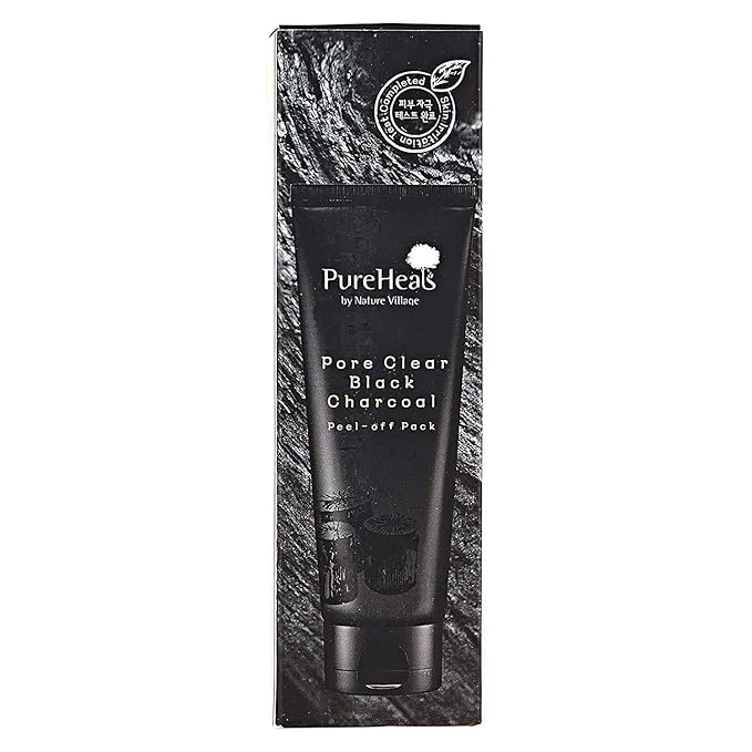 Pureheal's Pore Clear Black Charcoal Peel-Off Pack 3.53 fl. oz. (100 g), Charcoal powder, National botanical ingredients, by Nature Village