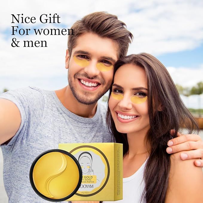 IREV 24k Gold Eye Treatment Mask 60PCS Under Eye Patch Cooling Under Eye Pads for Brightening Repairing and Refreshing Your Skin Under Eye Mask, Beauty Skin Care(gold)