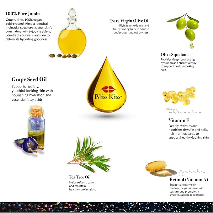 Cuticle Oil Pen for Nails - Nail Strengthener & Growth Serum for Damaged Nails, Hangnails w/Jojoba cuticle oil—Milk & Honey Fragrance - Holographic Glitter Pens 4-Pack (Milk and Honey)