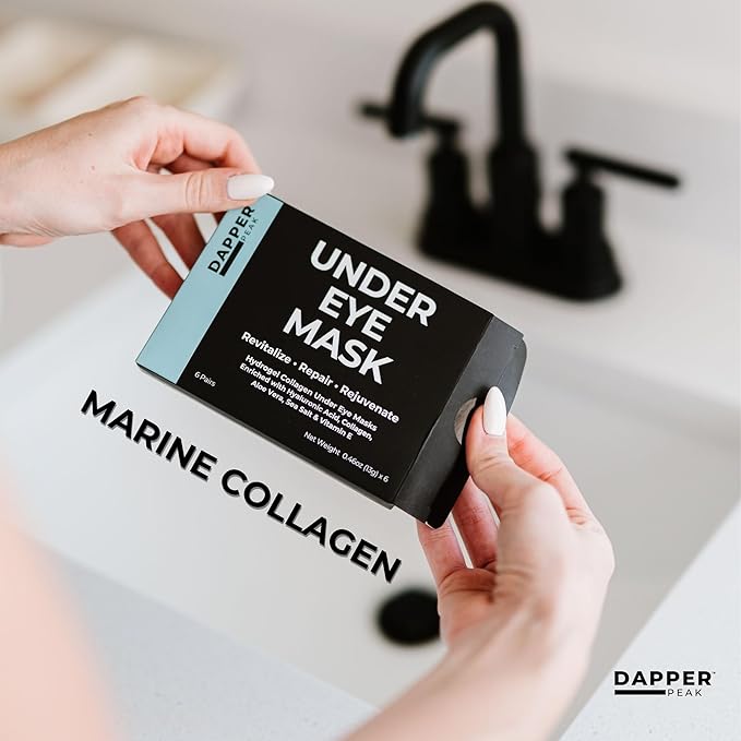 Under Eye Patches - 6 pairs| Hydrating Hydrogel Under Eye Mask/ Collagen Eye Patches, Hydrolyzed Marine Collagen, Vitamin E, Hyaluronic Acid, Remove Bags, Aloe, Skin Firming, Fragrance Free, 6 Pack