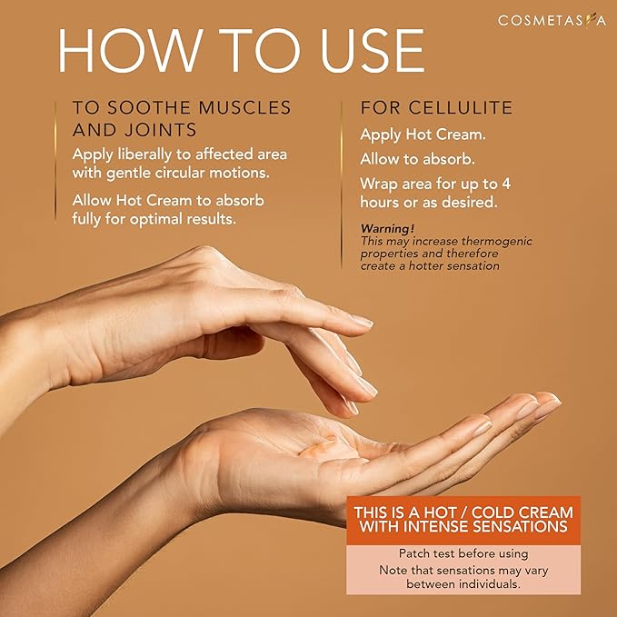 Cellulite Massage Oil & Hot Cream - 100% Natural Cellulite Oil & Gel, Highly Absorbable, Firm, Tone, Tighten & Moisturize Skin - Soothes Muscles (16.9 Fl Oz Each Bottle)