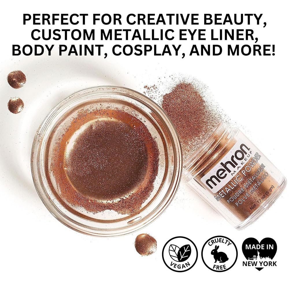 Mehron Makeup Metallic Powder (.17 oz) with Mixing Liquid (1 oz) (COPPER)