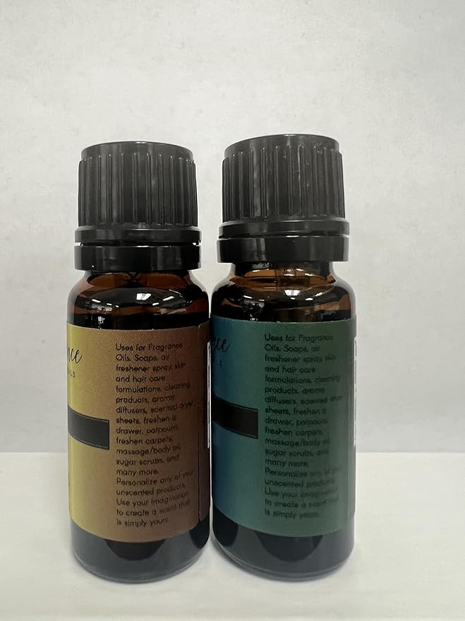 Eternal Essence Oils 2 Pack 10ml Premium Fragrance Oil - Sandalwood Vanilla & Frankincense & Rain - for Candle, Soap Making, Aromatherapy, Diffusers, Home Care, & Humidifiers