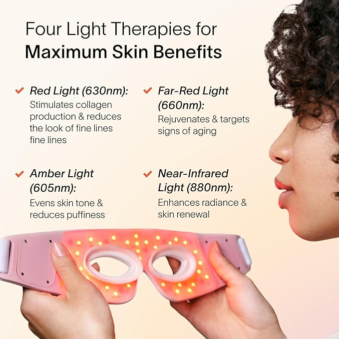 Solawave Eye Recovery Pro | FDA Cleared Red and Infrared Light Therapy for Under-Eye Wrinkles, Forehead Lines, 11s, Crow's Feet, Dark Circles | Anti-Aging Eye Mask with Hands-Free Light