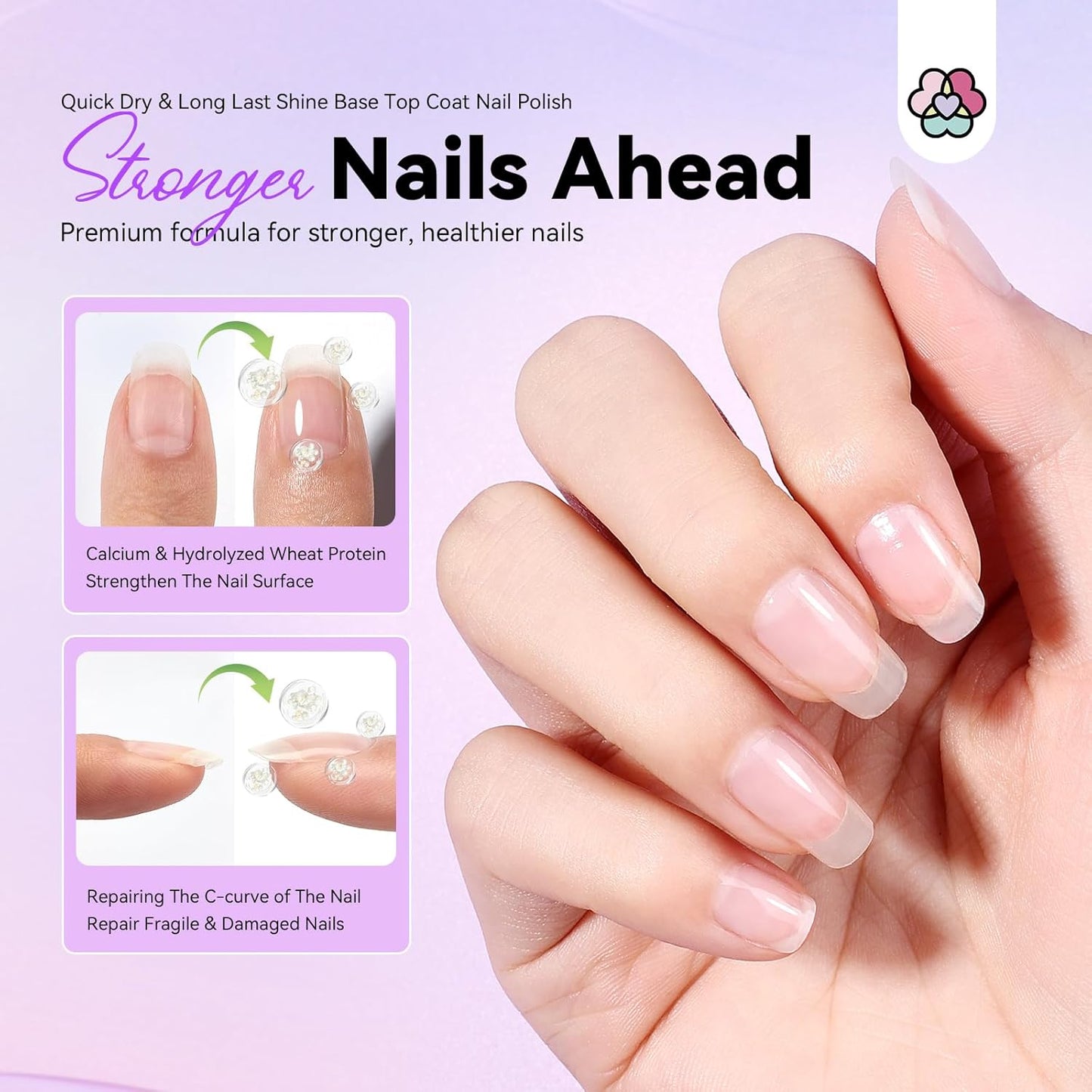 SAVILAND Clear Nail Polish Base Top Coat: 2 in 1 Quick Dry Nail Polish Long Lasting Fingernail Toe Polish Color Protection Resists Smudging, Chipping and Fading Shine Finish Polish Salon Home Nail Art