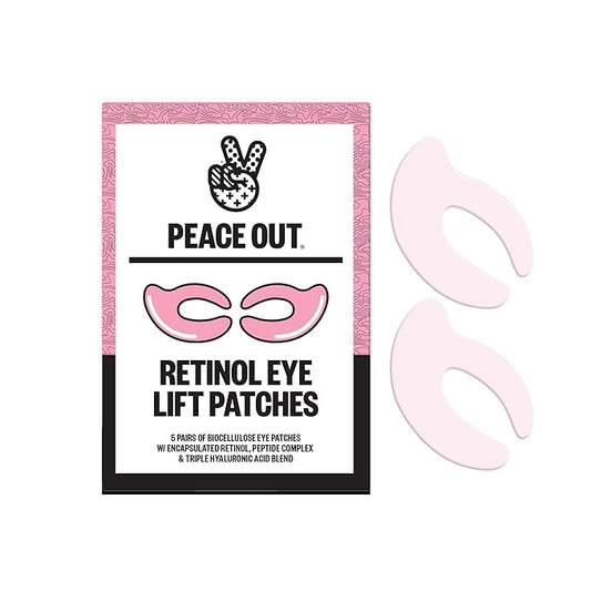 PEACE OUT Retinol Eye Lift Patches to Lift, Firm and Revitalize Tired Eyes, 360° Coverage Targets Fine Lines & Wrinkles, 5 Pack