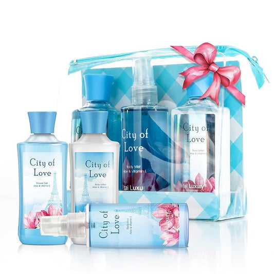 Bath and Body Gift Set for Women & Girls, City of Love Spa Set, Personal Self Care Travel Kit, 3PCS Set for - Shower Gel, Body Lotion, Body Mist- Birthday Mother's Day Gifts for Her