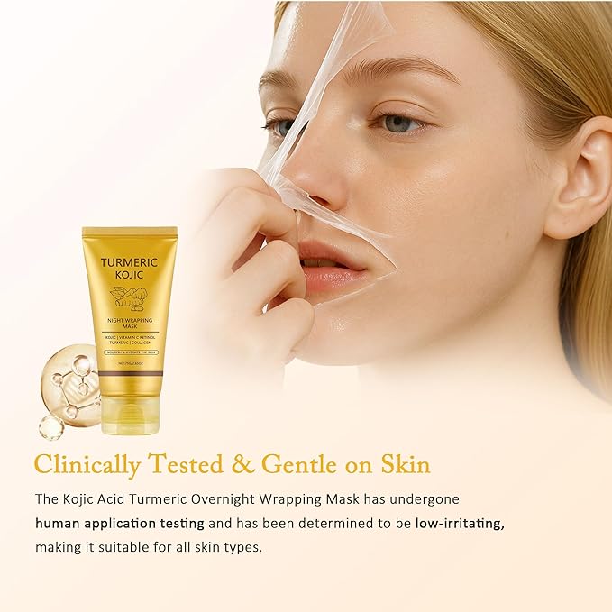 Turmeric Kojic Mask for Spots Remover, Turmeric Collagen Peel Off Mask for Glowing Skin And Skin Firmnes, Controlling Oil, Skincare Facial Mask 2.65 Fl Oz