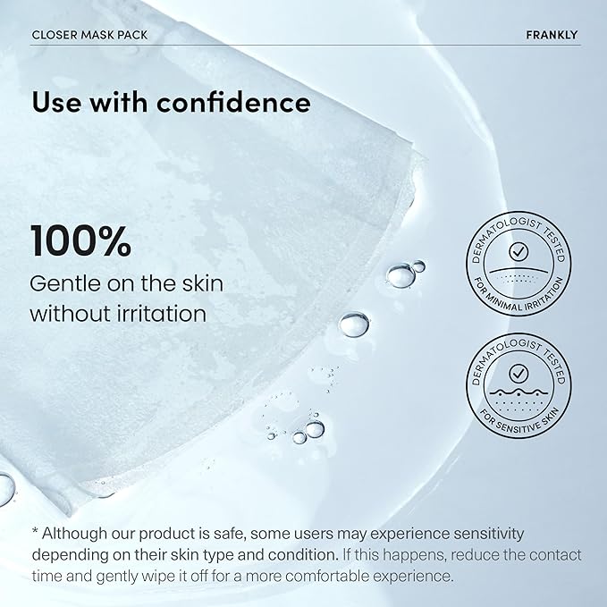 FRANKLY Closer Pore Minimizing Mask,10 sheets – Korean Semi-Gel Face Mask for Pore Care, Hydration & Firming | Korean Skin Care with Collagen, Triple Hyaluronic Acids & Peptides | 0.74 fl oz*10 EA