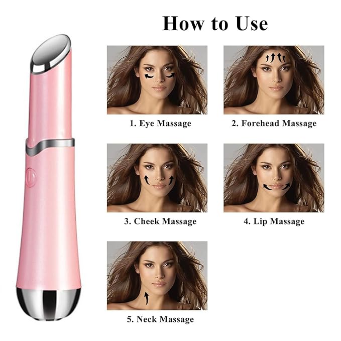 Ideal Swan Eye Massager Wand - Chargeable Facial Massager for Dark Circles, Eye Bags, Puffiness Under Eyes (Pink)