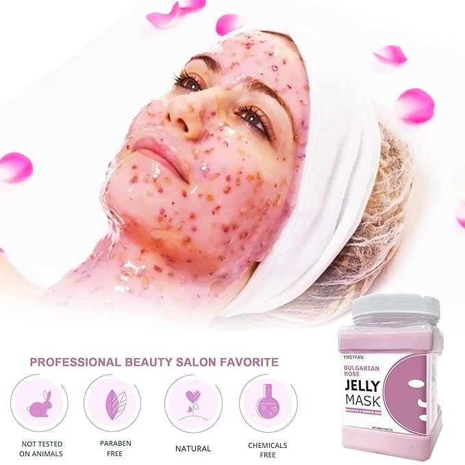 Jelly Mask for Facial Professional - Bulgarian Rose Smooth Face Mask Skin Care, Hydrated Nourished Jelly Mask Powder, Gel Peel Off Mask for DIY Spa Salon, 17.6Fl Oz